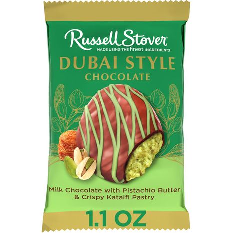 Russell Stover Dubai Style Pistachio & Kataifi in Milk Chocolate Candy Bar, 1.1 oz.