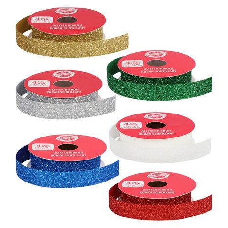 Christmas House Narrow Glittery Ribbon