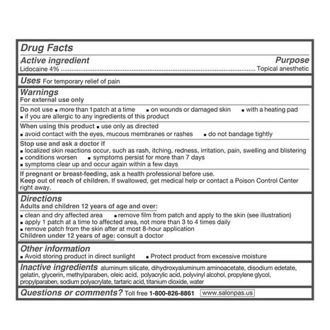 Salonpas Lidocaine 4% Pain Relieving Gel Patch