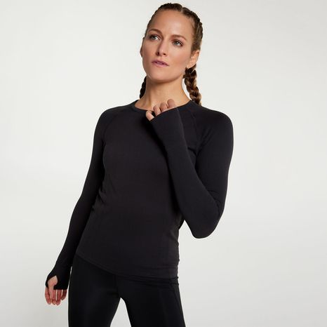 CALIA Women's Seamless Long Sleeve Tee, XXL - Pure Black
