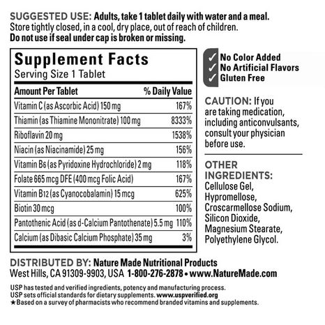 Nature Made Super B Complex with Vitamin C and Folic Acid Tablets