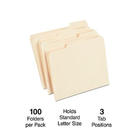 TRU RED 1/3 Cut Tab Letter Size Manila File Folder