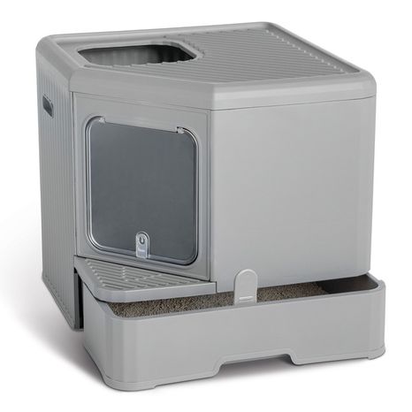 Exquisicat Dual Entry Hooded Cat Litter Box, X-Large - Grey