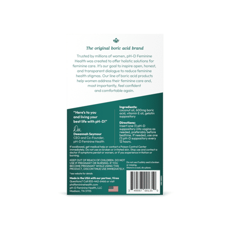 pH-D Feminine Health Boric Acid Moisturizing Suppositories
