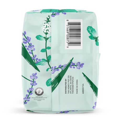 The Honey Pot Company 100% Organic Cotton Cover Cooling Herbal Infusion Overnight Pad