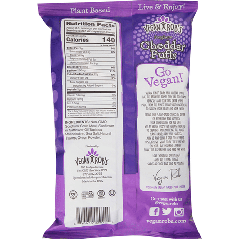 Vegan Rob's Puffs, Sorghum, Baked, Cheddar