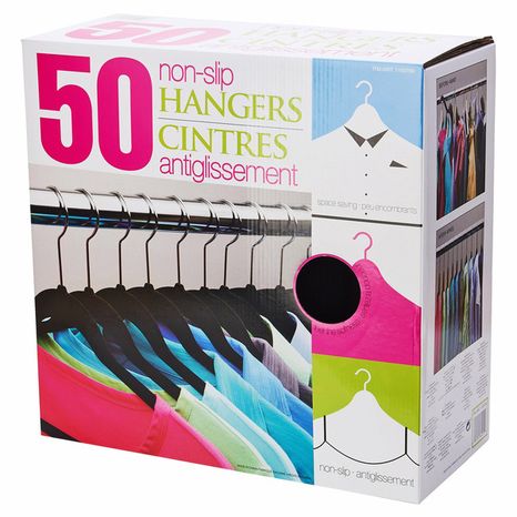 50 Pack 1/8" Wide Flocked Hangers