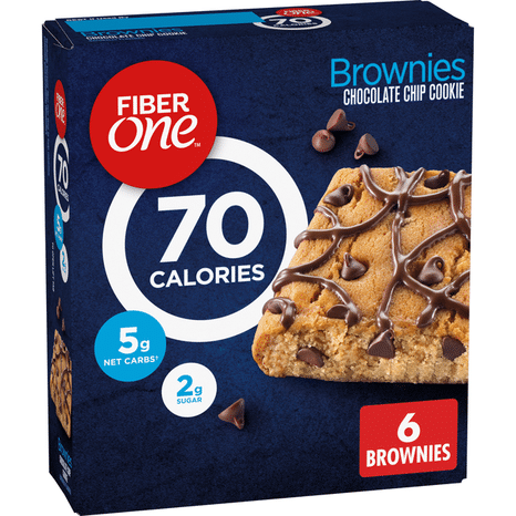 Fiber One Chocolate Chip Cookie Brownies, 70 Calories
