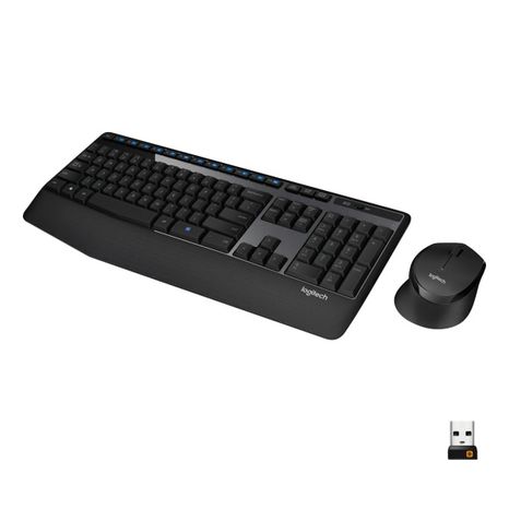 Logitech Black & Blue Wireless Combo MK345 Keyboard & Optical Mouse