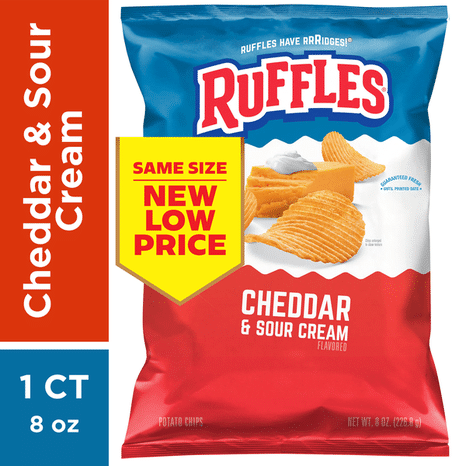 Ruffles Potato Chips, Cheddar & Sour Cream Flavored