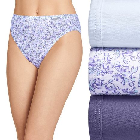 JOCKEY Women's Elance 100% Cotton French Cut Underwear - Midnight Iris, Bouquet Bloom & Frothy Blue