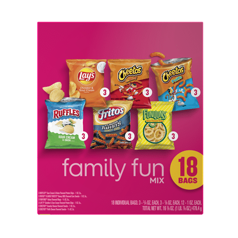 Frito Lay Snacks Family Fun Mix Variety Packs, 18 Count