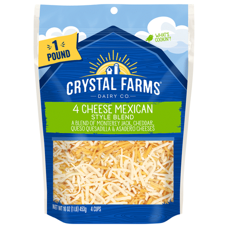 Crystal Farms Cheese, 4 Cheese Mexican Style Blend
