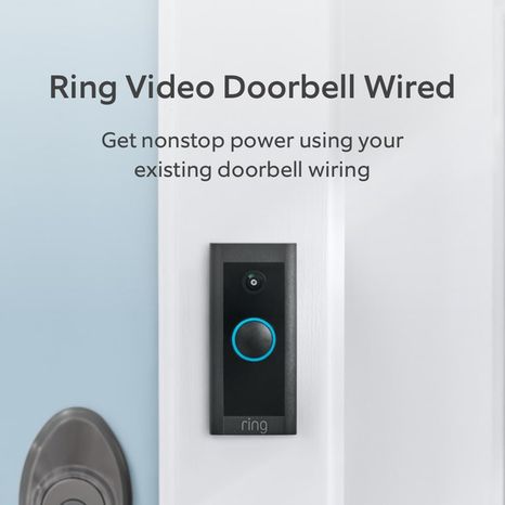 Ring 1080p Wired Video Doorbell - Black