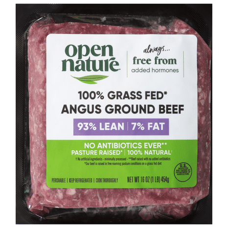 Open Nature Angus Beef, Ground, 93%/7%