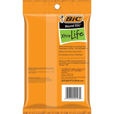 BIC Ball Pens, Black Ink, Xtra Life, Medium
