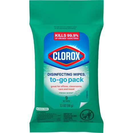 Clorox Disinfecting Wipes On The Go, Bleach Free Travel Wipes, Fresh Scent