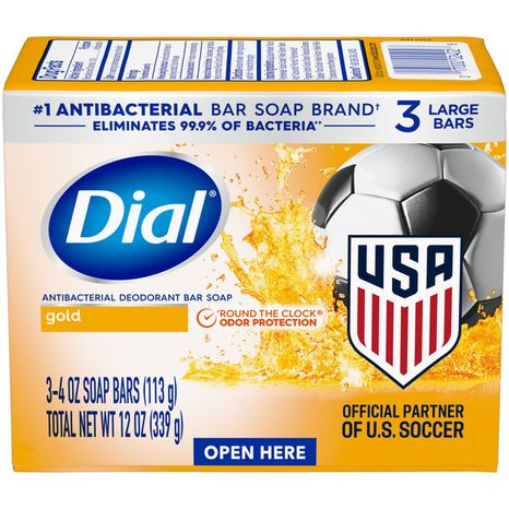 Dial Antibacterial Deodorant Bar Soap, Advanced Clean, Gold, 4 oz, 3 Bars