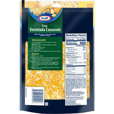 Kraft Mexican Style Four Cheese Finely Shredded Natural Cheese Bag