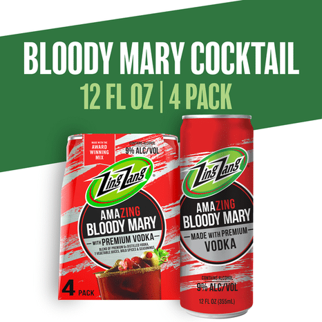 Zing Zang Bloody Mary with Vodka Canned Cocktail Alcoholic Ready-to-Drink Beverage