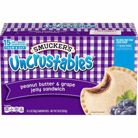 Smucker's Uncrustables Peanut Butter & Grape Jelly Sandwiches, Frozen