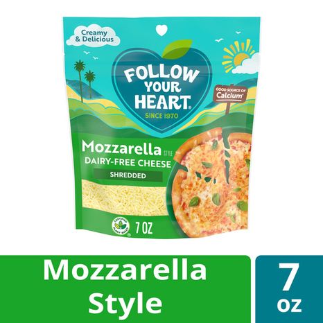 Follow Your Heart Dairy Free Cheese, Shredded Mozzarella Style, Non-GMO, Gluten Free, Lactose Free, A Vegan, Plant Based Cheese, Great on Sandwiches or Beautifully Melty for Nachos, 7 OZ Pack