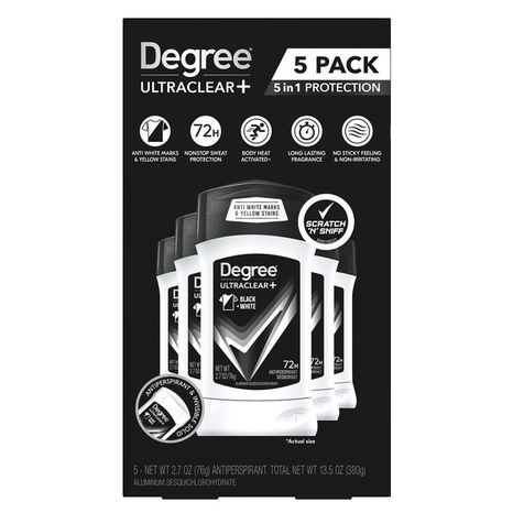 Degree UltraClear+ 5in1 Protection Antiperspirant Deodorant Black+White
