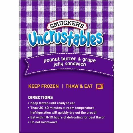 Smucker's Uncrustables Peanut Butter & Grape Jelly Sandwiches, Frozen