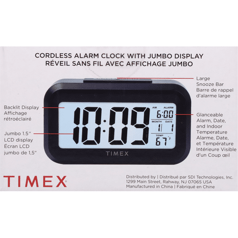 Timex Alarm Clock, with Jumbo Display, Cordless