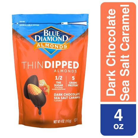 Blue Diamond Thin Dipped Dark Chocolate Sea Salt Caramel Almonds
