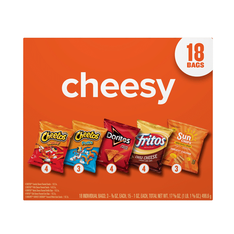 Frito Lay Snacks Cheesy Mix Variety 17 5/8 Oz 18 Count