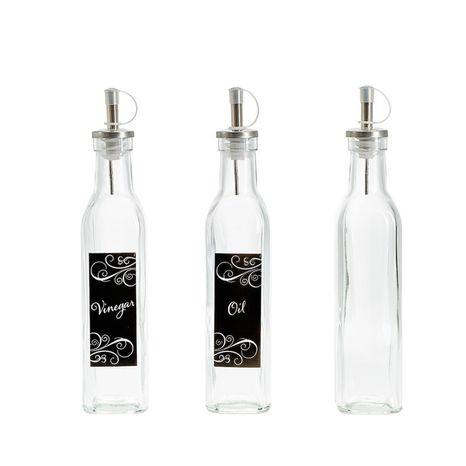 Glass Oil & Vinegar Bottles with Metal Pour Spouts