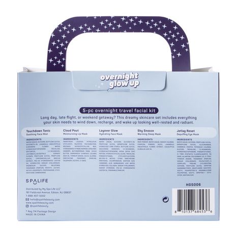 SpaLife 5 Piece Overnight Glow Up Travel Facial Kit
