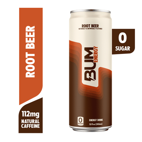 BUM Energy Root Beer Energy Drink, 112mg Natural Caffeine, Zero Sugar