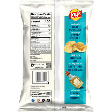 Lay's Kettle Cooked Potato Chips, Sea Salt & Vinegar Flavored