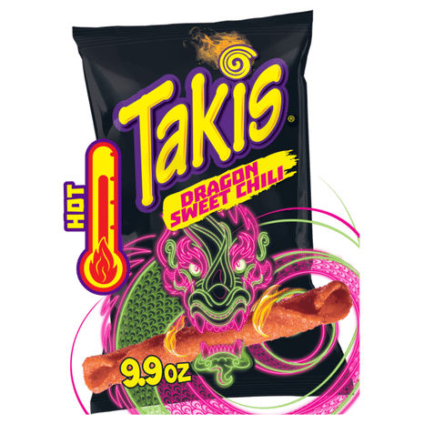 Takis Dragon Sweet Chili 9.9 oz Sharing Size Bag, Spicy Sweet Chili Pepper Flavored Hot Tangy Rolled Tortilla Chips