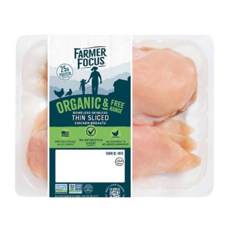 Farmer Focus Organic Free Range Thin Sliced Boneless Skinless Chicken Breast