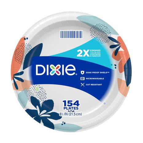 Dixie Paper Plates, 8.5 Inch Lunch/Dinner Plate (Design May Vary)