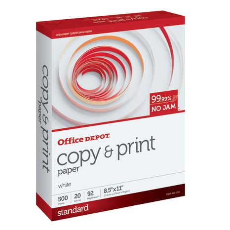 Office Depot 20 Pound Copy & Print Paper - White - Letter Size 8 1/2" x 11"
