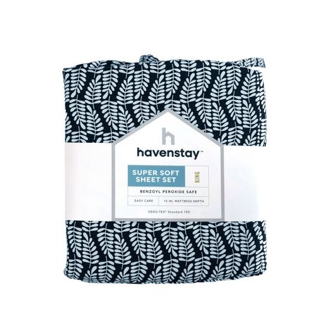 Havenstay Washed Sheet Set, King - Navy