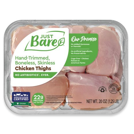 Just Bare Brand Boneless Skinless Chicken Thighs