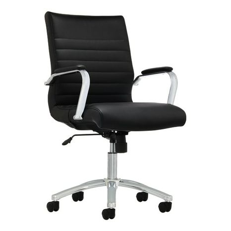Realspace Modern Comfort Winsley Bonded Leather Mid-Back Manager's Chair - Black & Silver