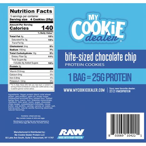 My Cookie Dealer Bite Sized Chocolate Chip Protein Cookies in a Bag