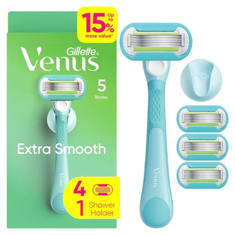 Venus Extra Smooth Women's Razor, 4 Blade Refills + Shower Holder