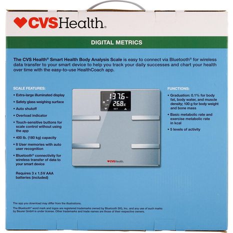CVS Health Digital Glass Body Analysis Scale
