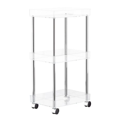 3-Tier Rolling Cart - Acrylic - 14" x 10-1/4" x 28-1/2" h