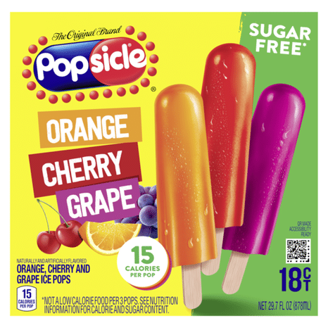 Popsicle Sugar Free Orange Cherry Grape Ice Pops