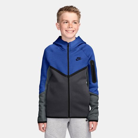 Nike Boys' Tech Fleece Full-Zip Sweatshirt, XL - Game Royal/Anthracite/Smoke Grey/Black
