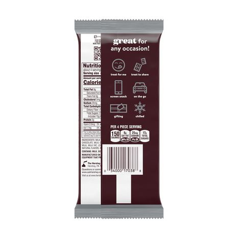 Hershey's Milk Chocolate XL, Candy Bar, 4.4 oz (16 Pieces)