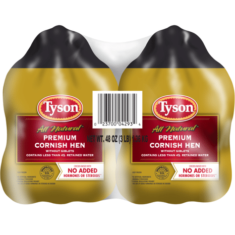 Tyson All Natural* Premium Cornish Hen (Twin Pack), 48 oz. (Frozen)